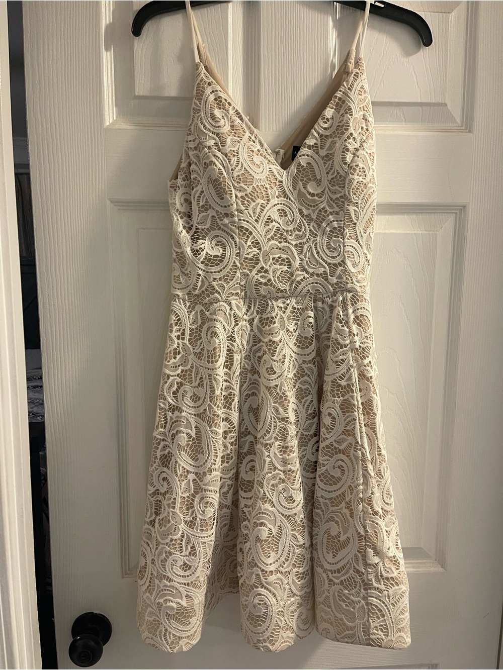 My Michelle Beige Lace-Trim Slip with Built-In Cups